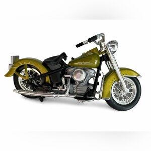 Harley-Davidson Panhead Diecast Motorcycle Model Green Gold Metallic Chrome